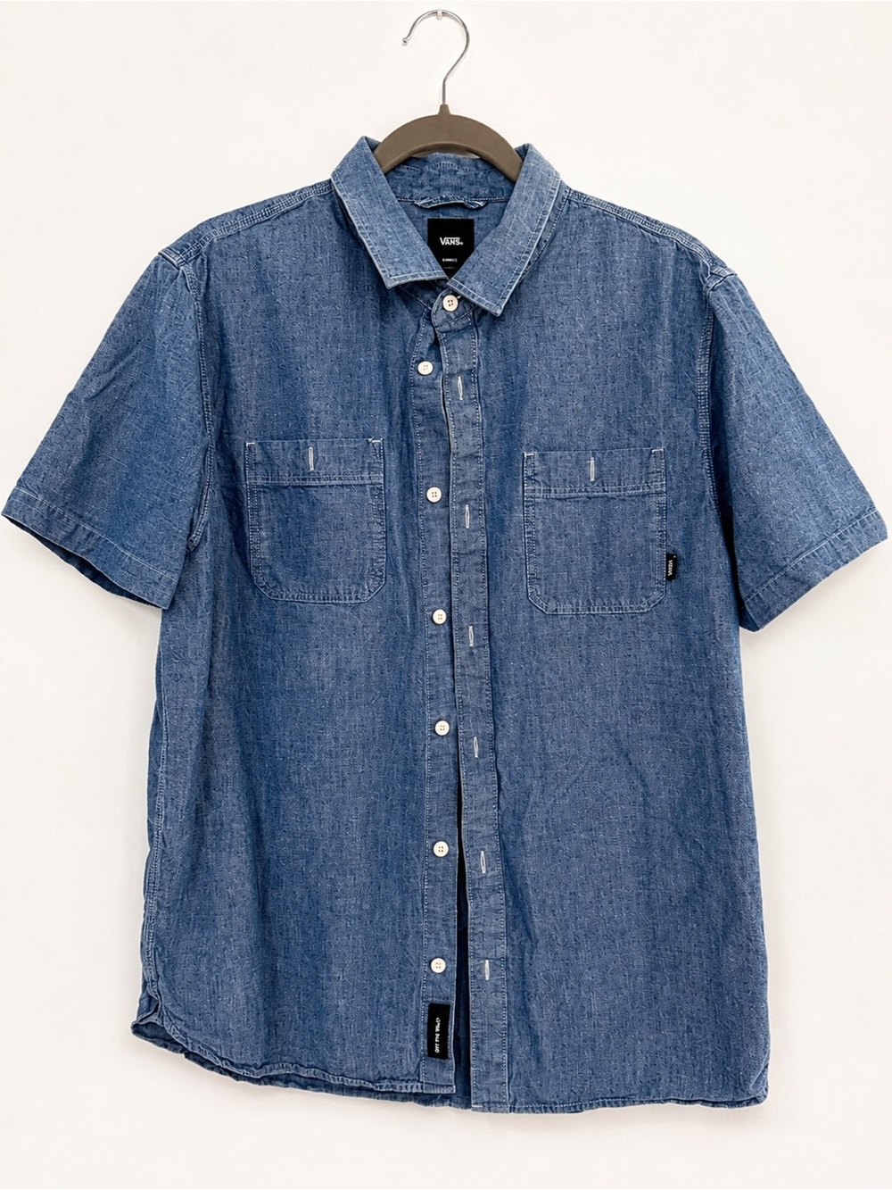 Vans Short-Sleeve Denim Button-Down Shirt in Blue